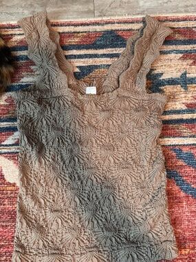 SHEIN Textured Ruched Scoop Neck Tank Top - Taupe